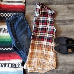 Bleach dipped cut off button up